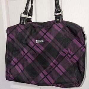 Roots Purple & Black Plaid Tote Bag/Purse - Discounted Shipping!